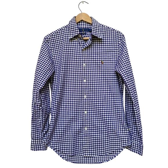 Ralph Lauren Purple White Check Slim Fit Button Up Small - Picture 1 of 5